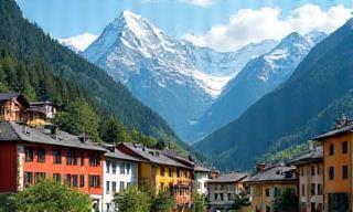 Innsbruck’s alpine valley with colorful houses and snow-capped mountains
